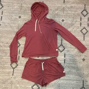 EUC Vuori Burgundy Hoodie and Shorts Set